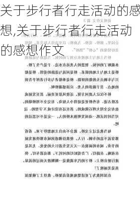 关于步行者行走活动的感想,关于步行者行走活动的感想作文